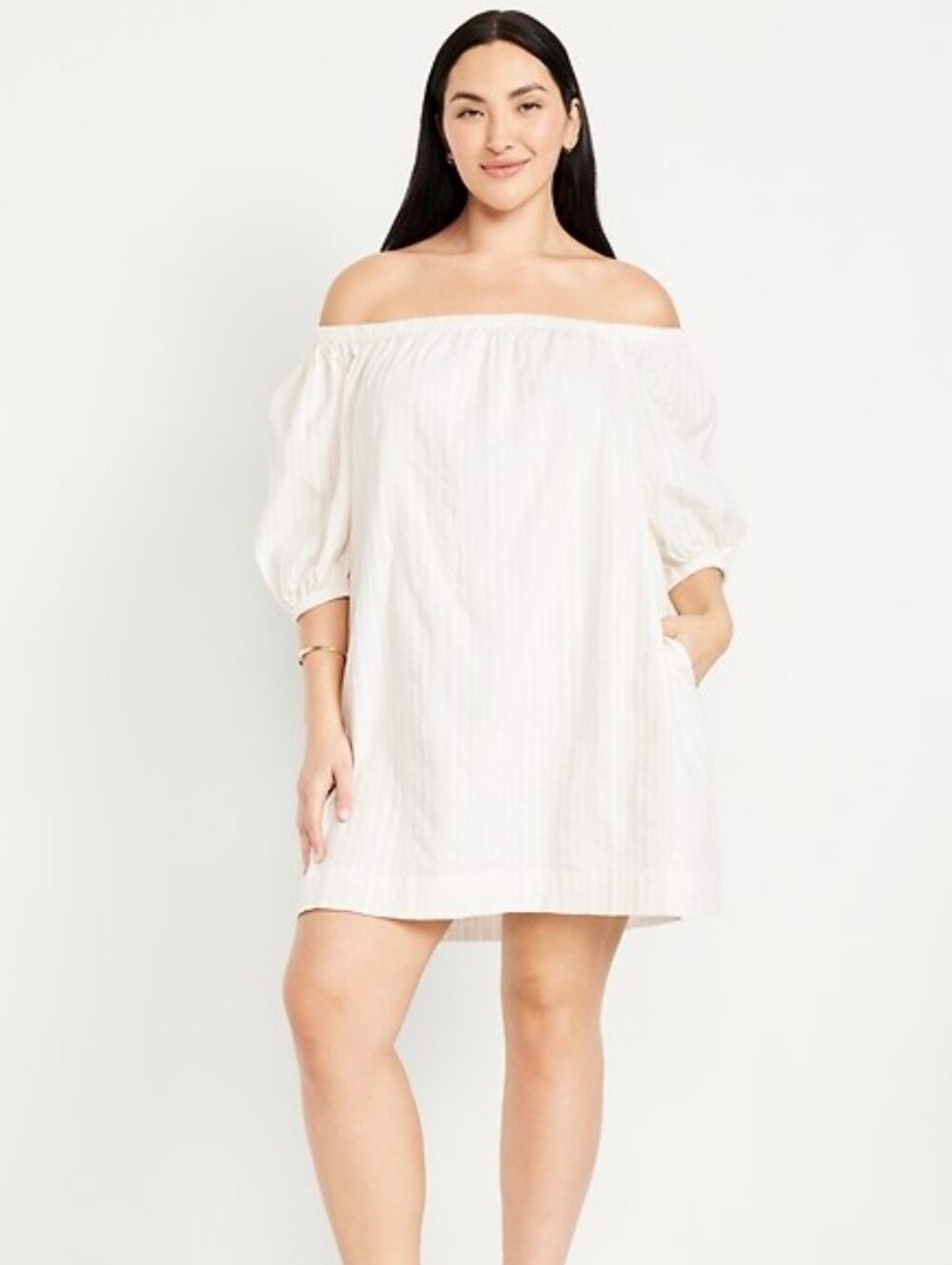 Old Navy NWT Puff Sleeve Off Shoulder Textured Dobby Swing Dress XXL